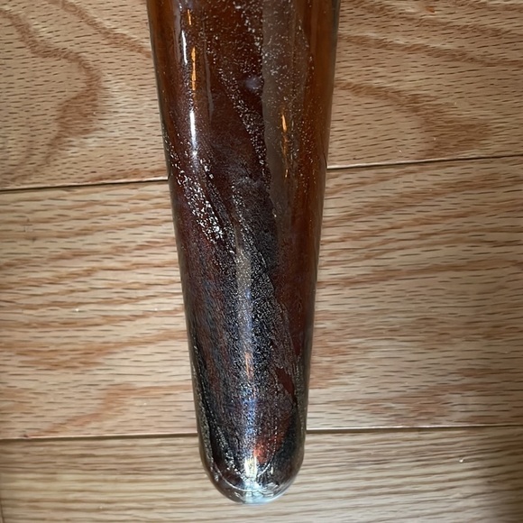 Metal Scrolled Hand Forged with Amber Color Elongated Sitting Vase Wall Piece - Picture 4 of 13